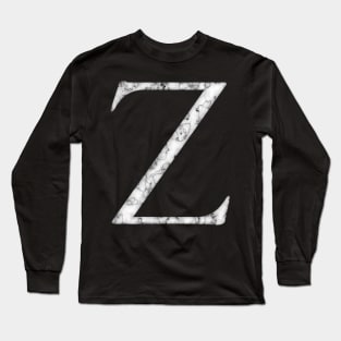 Z in Roman White Marble Latin Alphabet Letter Sticker Long Sleeve T-Shirt